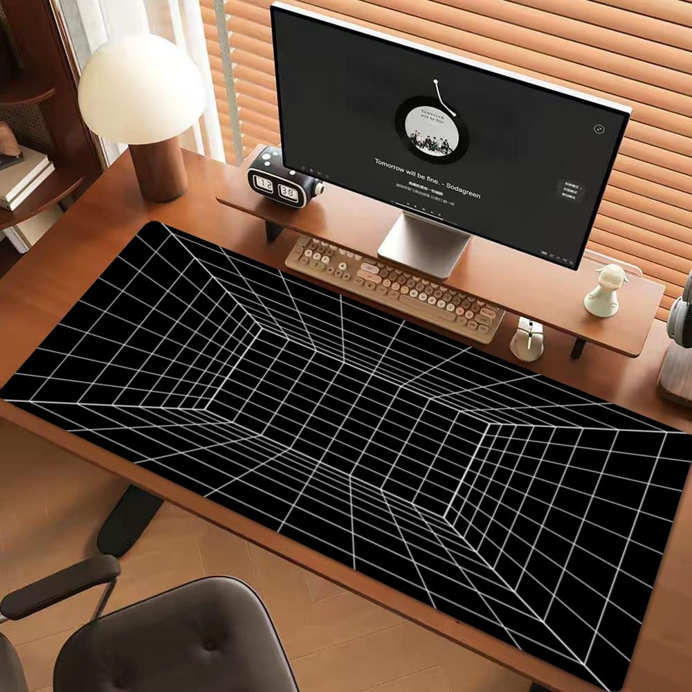Tech Accessories For Laptop - Anime Playmat Black Wireframe Tunnel Grid