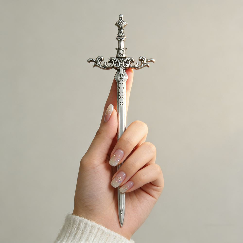Tech Accessories For Women - 1pc Silver-Tone Sword Hair Stick Ornate