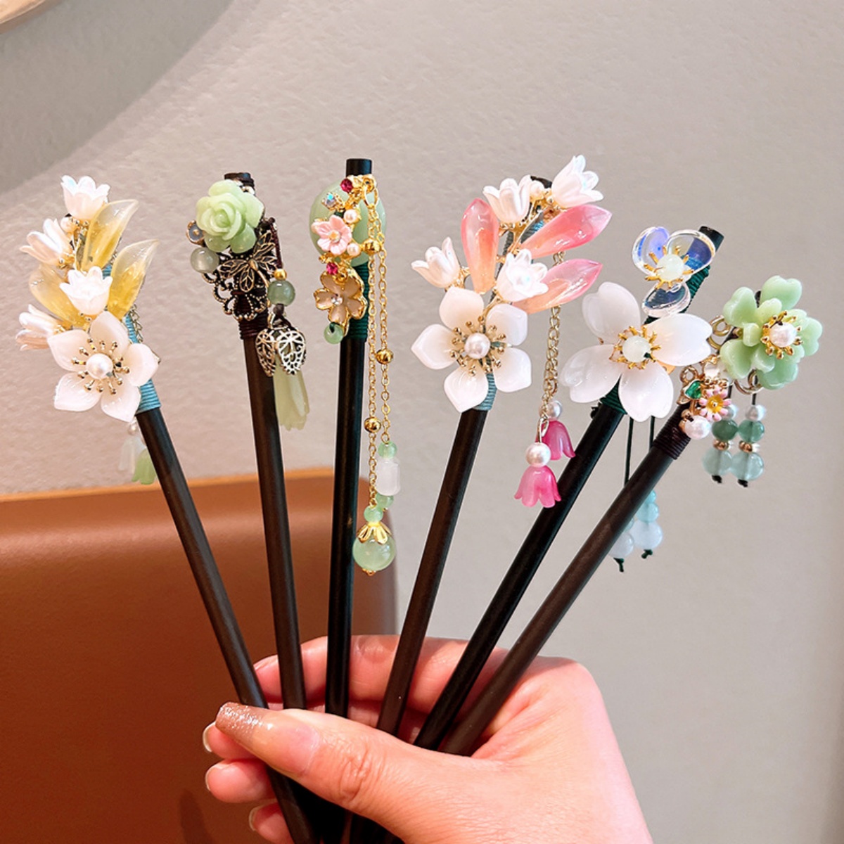 Tech Accessories For Women - Exquisite Flower Tassel Wooden Hairpin Retro