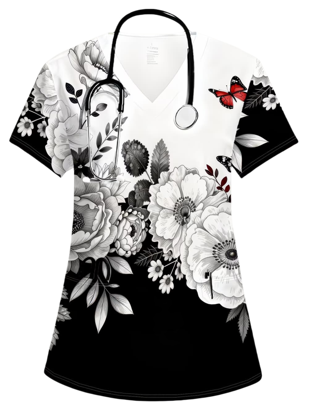 Womens Work Flowers T-Shirt St - Vet Tech Accessories 评论和价格