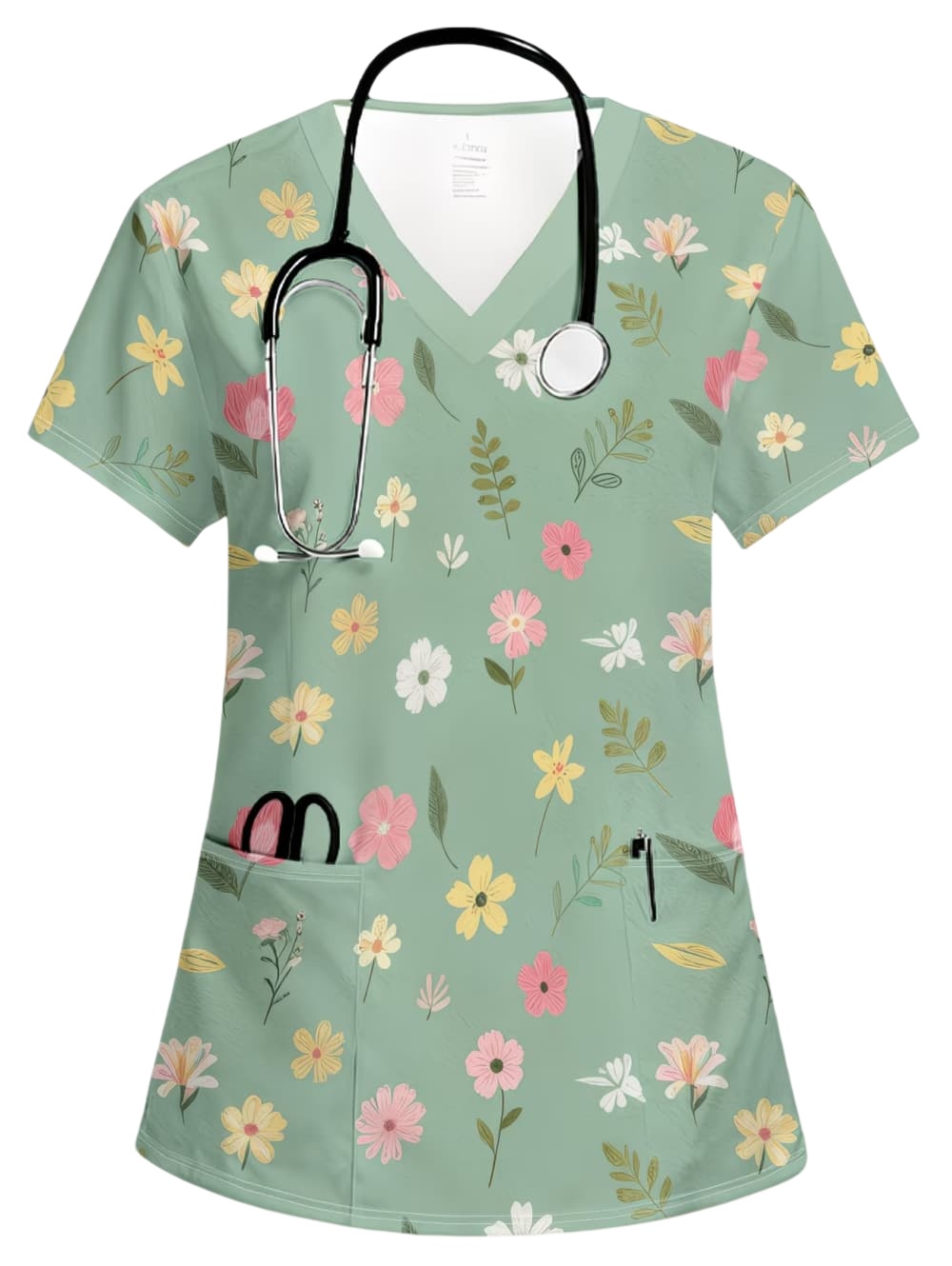 Womens Work Flowers T-Shirt St - Vet Tech Accessories 评论和价格