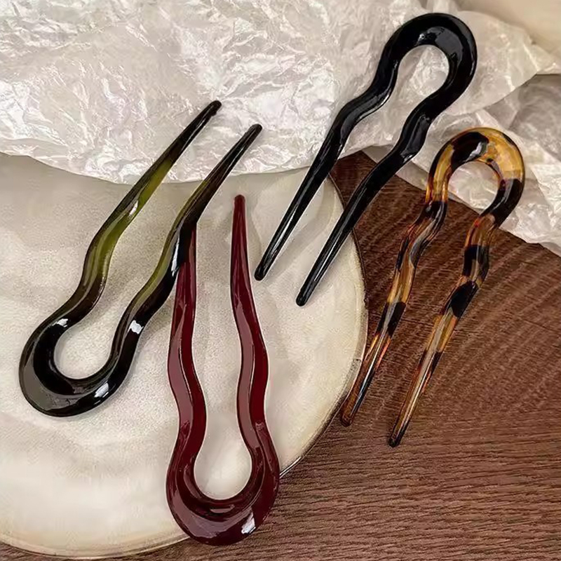 Elegant Acrylic U-shaped Hairp - Tech Accessories For Women 评论和价格