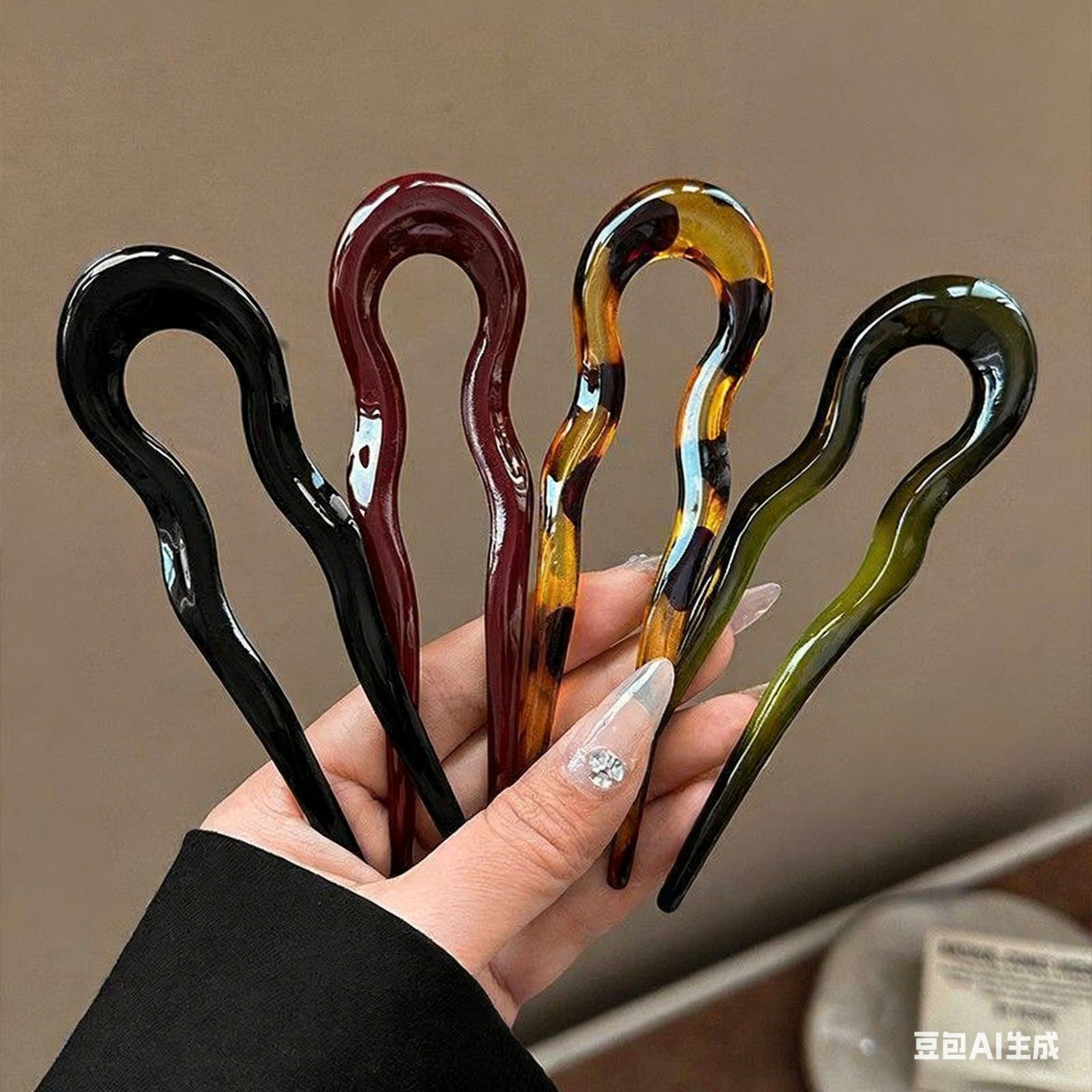 Elegant Acrylic U-shaped Hairp - Tech Accessories For Women 评论和价格